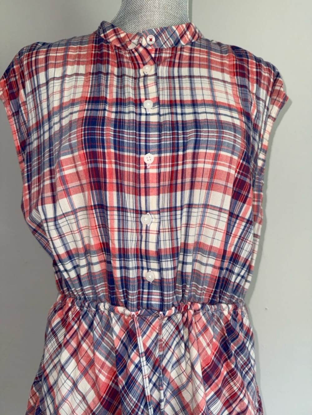 Tommy Hilfiger Red Navy White Plaid Button-Up Shirt - Picture 3 of 6